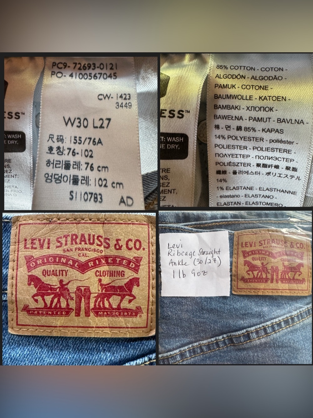 LEVI’S Ribcage Straight Ankle Button-Fly Med Wash Jeans W30 L27 - Picture 6 of 17